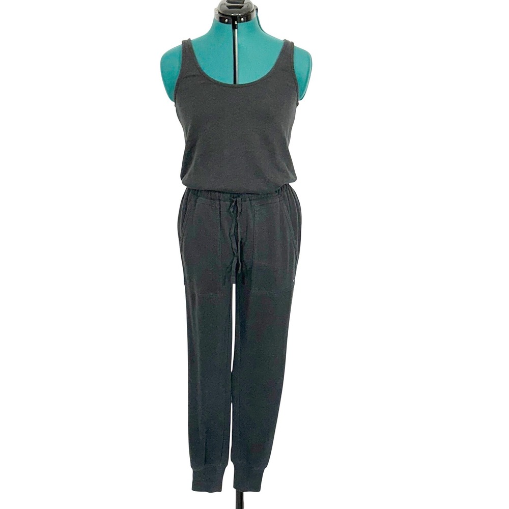 prAna Women XS Charcoal Grey Hemp Blend Sleeveless Jogger Jumpsuit 1968471